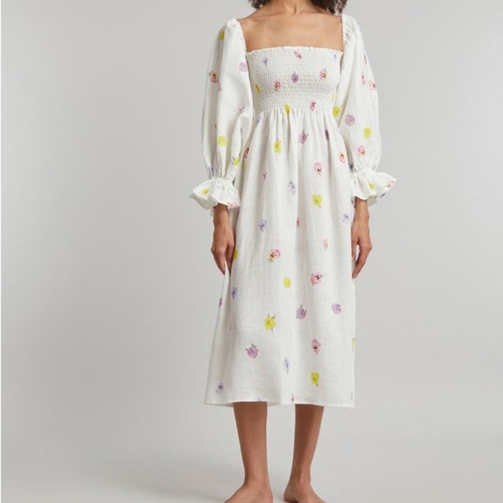 NWT Sleeper Atlanta Linen Pansies Dress